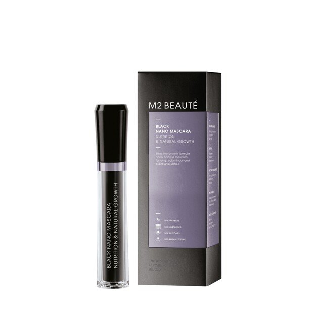 M2 Beauté - Black Nano Mascara Nutrition & Natural Growth - Black - 6 ml