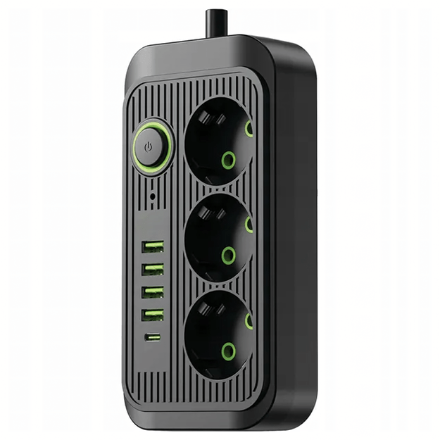 Listwa Zasilająca Przedłużacz Sieć 2m 3 Gniazda 5 x USB Ładowarka Włącznik 3