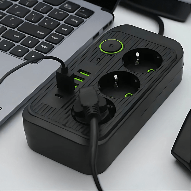 Listwa Zasilająca Przedłużacz Sieć 2m 3 Gniazda 5 x USB Ładowarka Włącznik 14