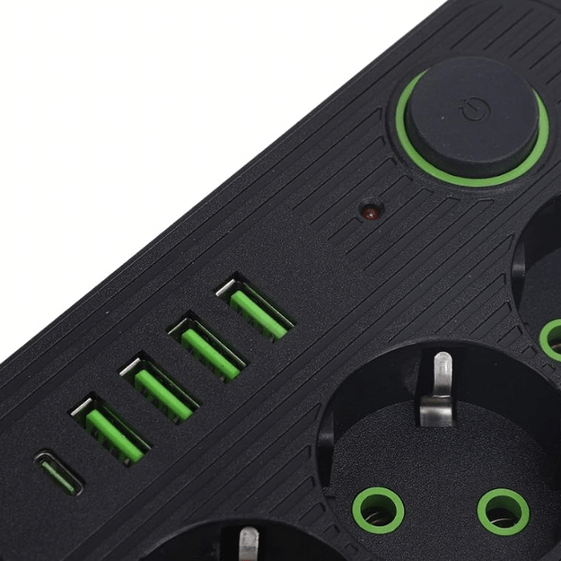 Listwa Zasilająca Przedłużacz Sieć 2m 3 Gniazda 5 x USB Ładowarka Włącznik 8