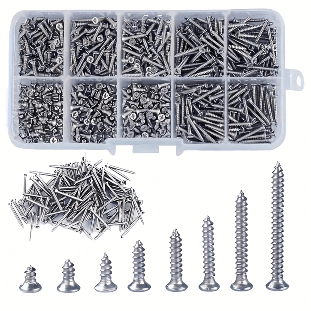 Set of Universal Screws M2 for Wood Electronics Steel 800 pcs