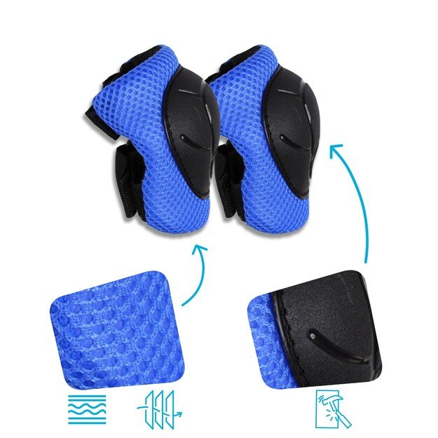 Crazy Safety - Blue Safety Gear Set for Kids: Knee Pads, Wrist Guards & Elbow Pads - (220108-10)