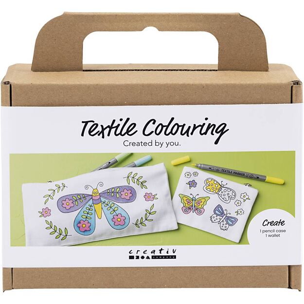Creative - Mini Craft Kit Textile Colouring, Butterflies, pastel colours, 1 pack - ()