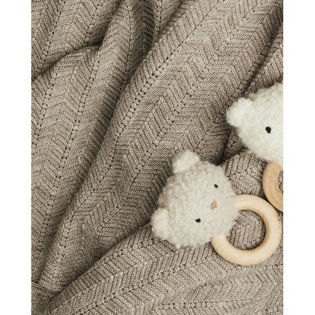 Smallstuff - Rattle, bear, bouclè merino wool, nature - (40008-81) 5