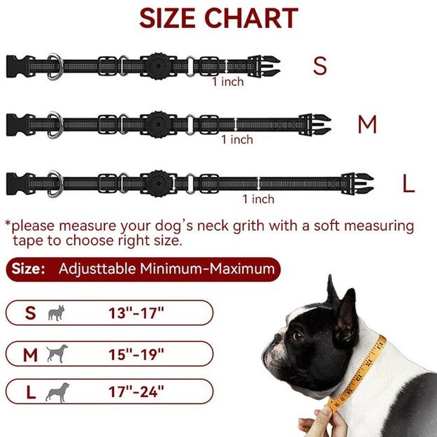 Lippa - Collar For Dogs - Black - Size L 43.5-61 cm