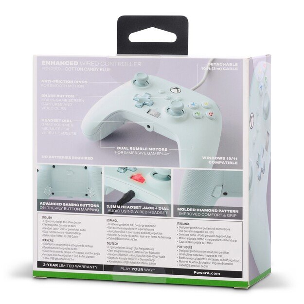 PowerA Enhanced Wired Controller - Xbox Series X/S - Cotton Candy Blue