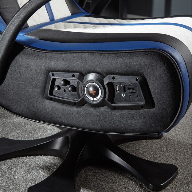 Xrocker Playstation Legend 2.1 Wireless Pedestal Chair - White, Blue And Black