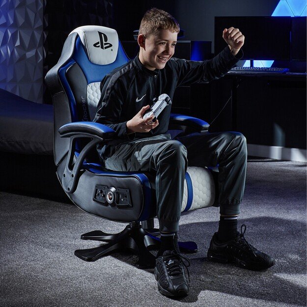 Xrocker Playstation Legend 2.1 Wireless Pedestal Chair - White, Blue And Black