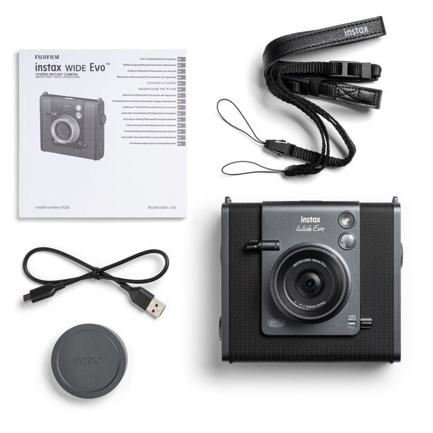 Fuji - Instax Wide EVO Black Hybrid Camera
