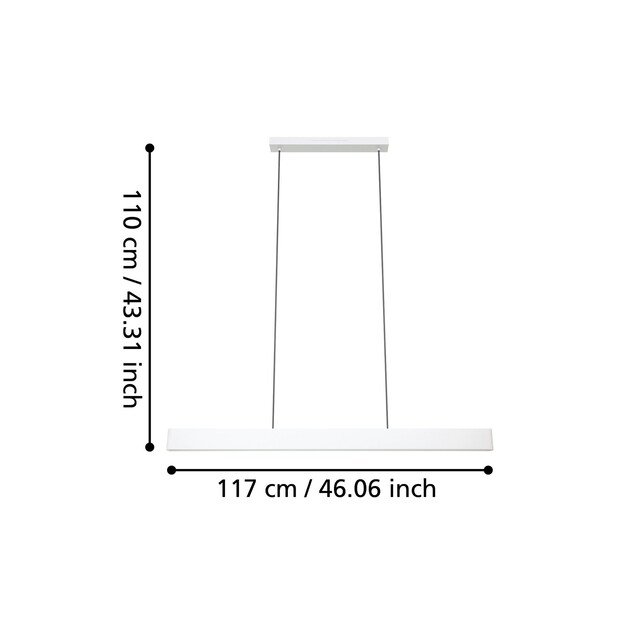 EGLO - Andreas-Z long table pendant gray L117 - RGB + TW - Zigbee, Bluetooth 3