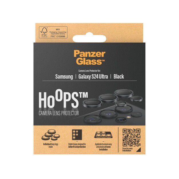 PanzerGlass - Hoops - Camera Lens Protector - Samsung Galaxy S24 Ultra - Black