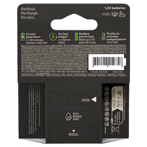 GP - ReCyko Professional NiMH AAA Rechargeable Batteries, 85AAAHCB-2WB4, 4-Pack