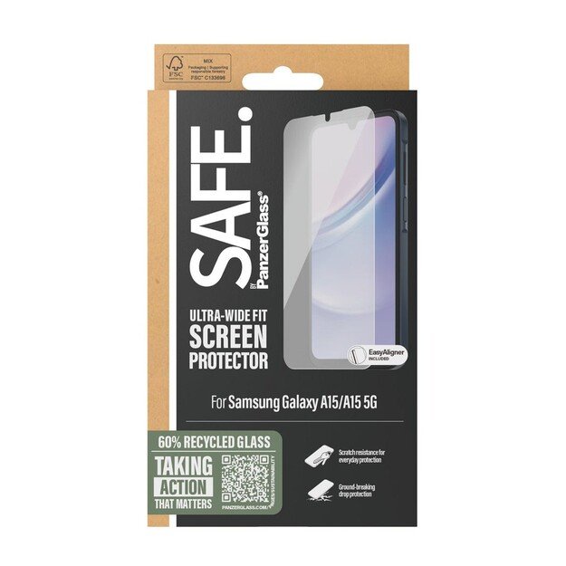SAFE by PanzerGlass - Screen Protector - Samsung Galaxy A15, A15 5G - Ultra-Wide Fit