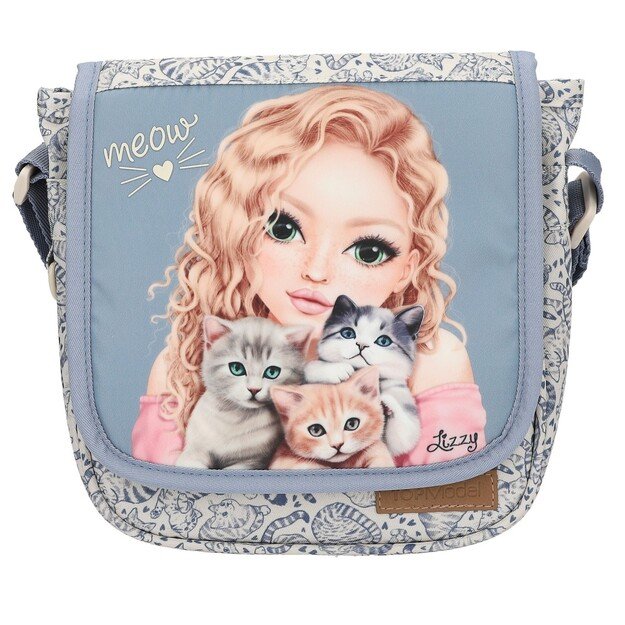 Topmodel - TOPModel Shoulder Bag CAT LOVE - Light Blue and Cream - Small (413273)