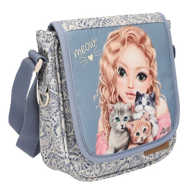 Topmodel - TOPModel Shoulder Bag CAT LOVE - Light Blue and Cream - Small (413273)