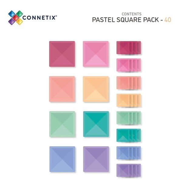 Connetix - Pastel Square Pack 40 Pieces (CT-P-00040-SQ)