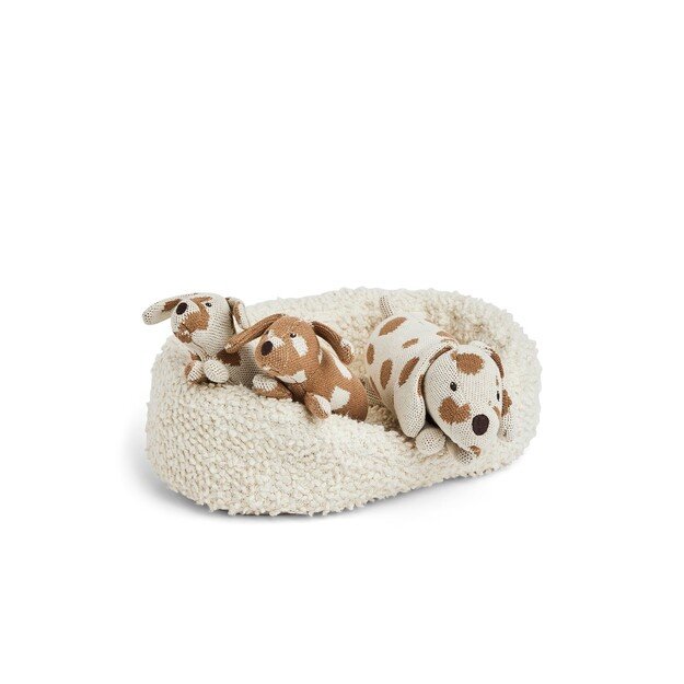 Smallstuff - Dog basket with mother dog and puppies - (70018-01)