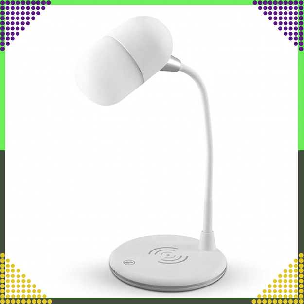 Lampka Biurkowa Nocna Ładowarka Indukcyjna Głośnik Bluetooth Szkolna Nauka 2