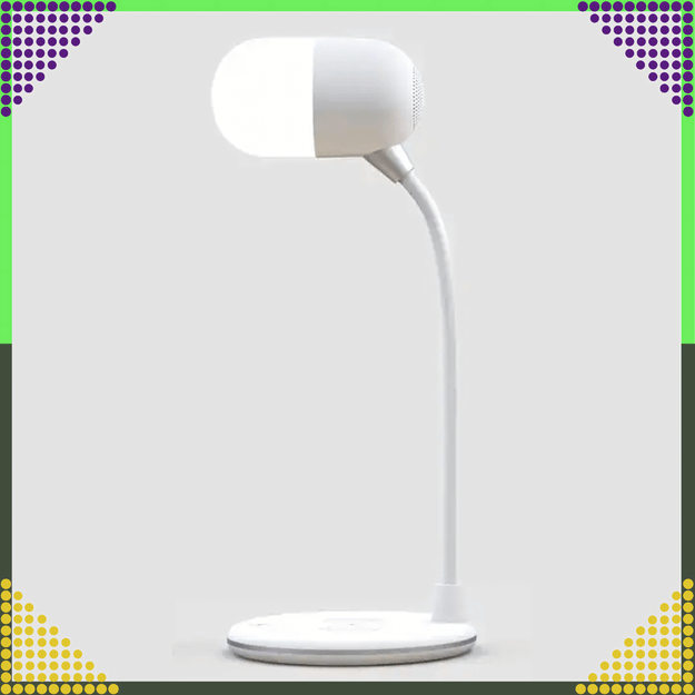 Lampka Biurkowa Nocna Ładowarka Indukcyjna Głośnik Bluetooth Szkolna Nauka 8