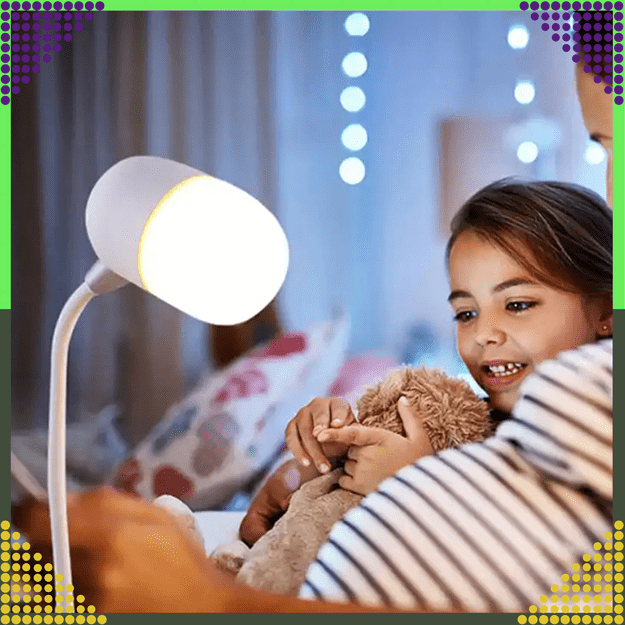 Lampka Biurkowa Nocna Ładowarka Indukcyjna Głośnik Bluetooth Szkolna Nauka 14