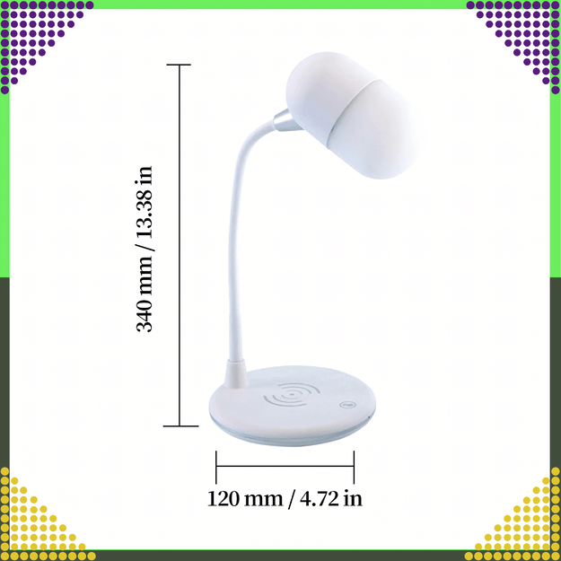 Lampka Biurkowa Nocna Ładowarka Indukcyjna Głośnik Bluetooth Szkolna Nauka 4