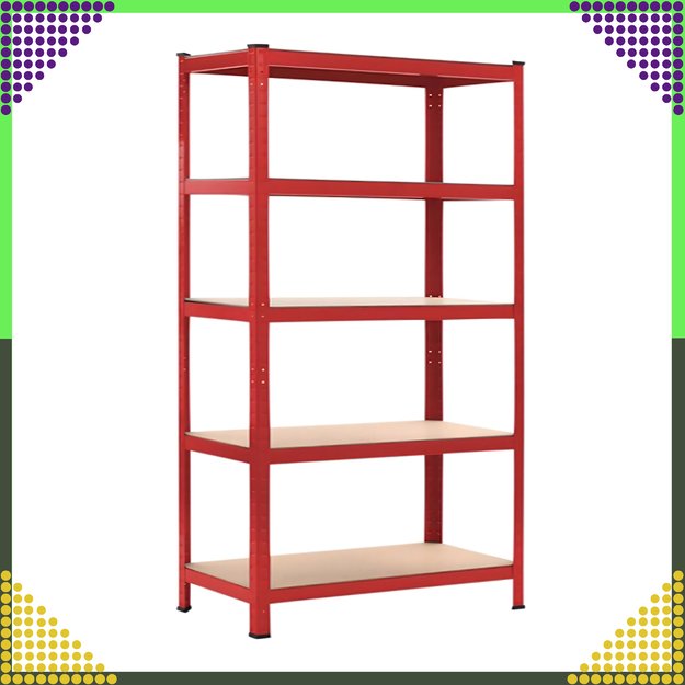 Raudonas sandėliavimo stelažas 180x90x40 Garažas Rūsys Sandėlis 875 kg 4