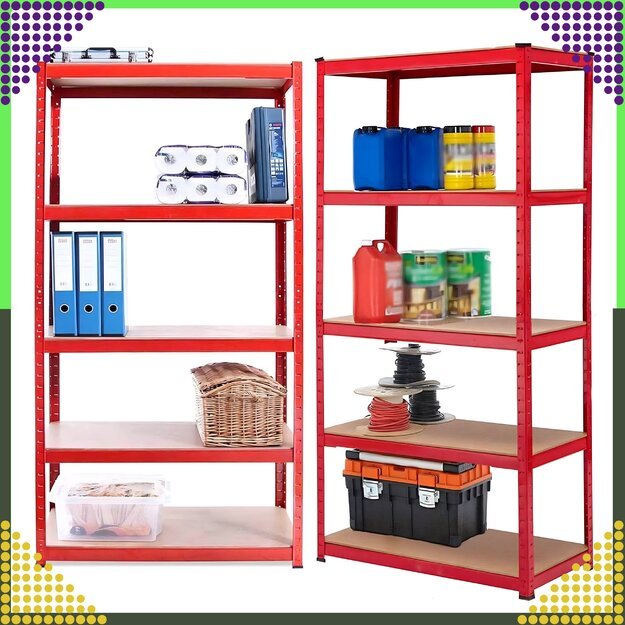 Raudonas sandėliavimo stelažas 180x90x40 Garažas Rūsys Sandėlis 875 kg 8