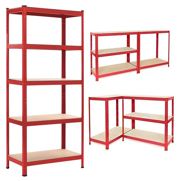Regał Magazynowy Czerwony 180x90x40 Garażowy Garaż Piwnica Magazyn 875 kg