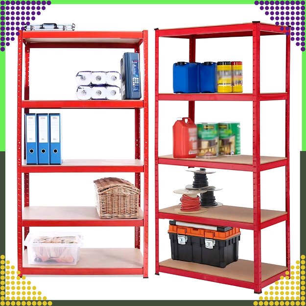 Regał Magazynowy Czerwony 180x90x40 Garażowy Garaż Piwnica Magazyn 875 kg 12