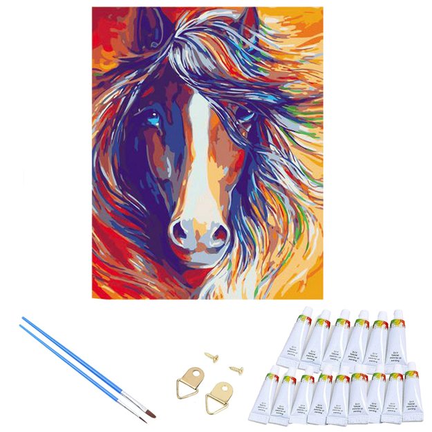 MALOWANIE PO NUMERACH OBRAZ Z RAMĄ  DIY ZESTAW PĘDZLE FARBY PŁÓTNO 30x40