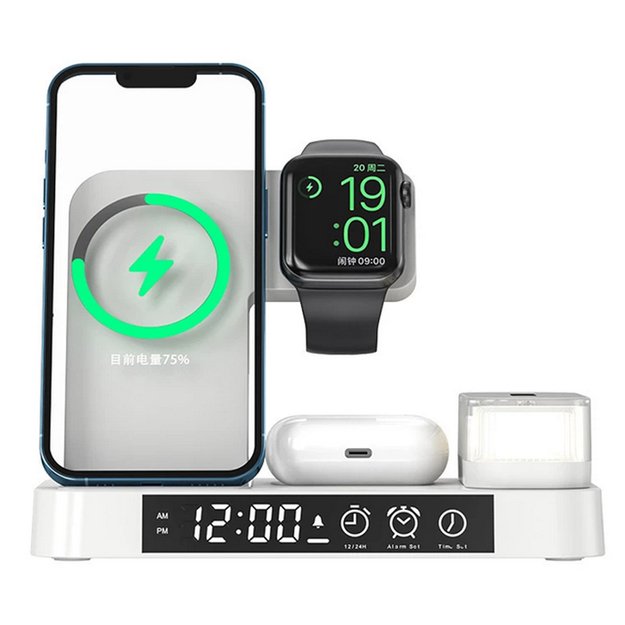 Ładowarka Indukcyjna Stacja Indukcja Bezprzewodowa 15W lampka Nocna 4w1 QI 29