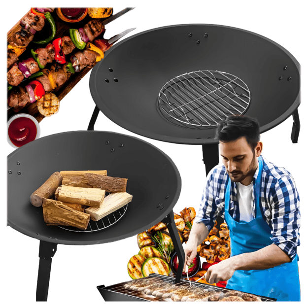 Garden Fire Pit for Campfire Brilla Cauldron Steel Black Large 55 cm