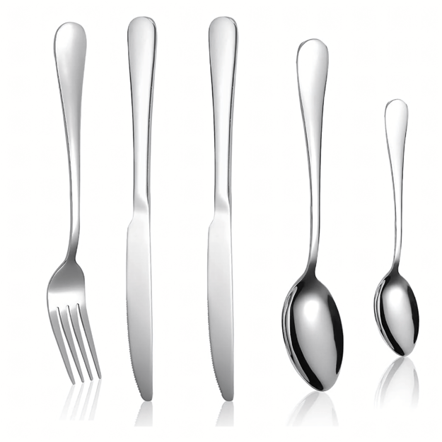Stainless Steel Silver Cutlery Set 5 pcs for Camping Grill Survival