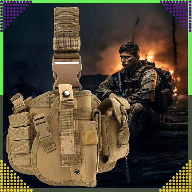 Modulinė taktinė karinė kojų panelė su Molle Airsoft pistoleto dėklu 23