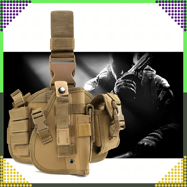 Modulinė taktinė karinė kojų panelė su Molle Airsoft pistoleto dėklu 27