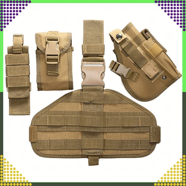 Modulinė taktinė karinė kojų panelė su Molle Airsoft pistoleto dėklu 33