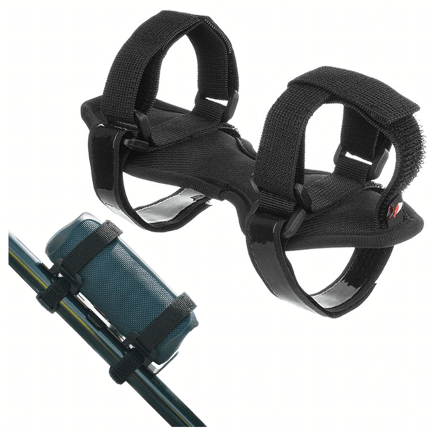 Dviračio laikiklis motociklui su lipduku garsiakalbio buteliui