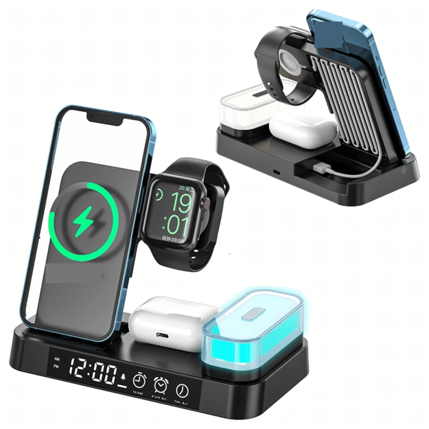 Inductive Charger Station Wireless Induction 15W Night Lamp 4 in 1 QI