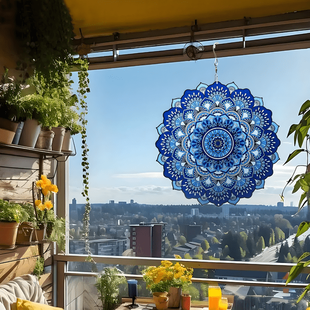Wisząca Błystka Ozdoba Łapacz Wiatrowa 12” Mandala 3D do Ogrodu Pokoju  10