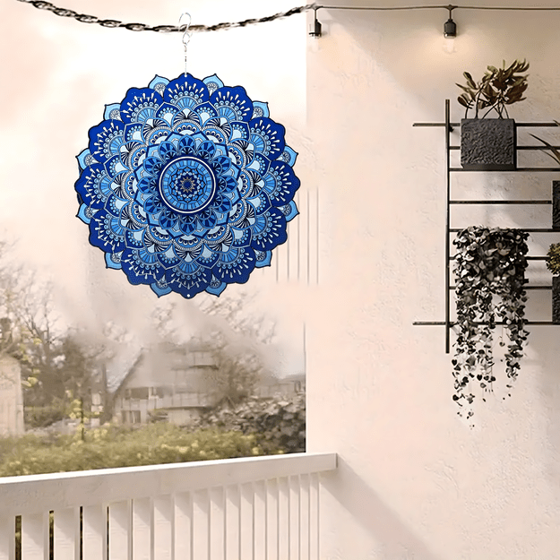 Wisząca Błystka Ozdoba Łapacz Wiatrowa 12” Mandala 3D do Ogrodu Pokoju  8