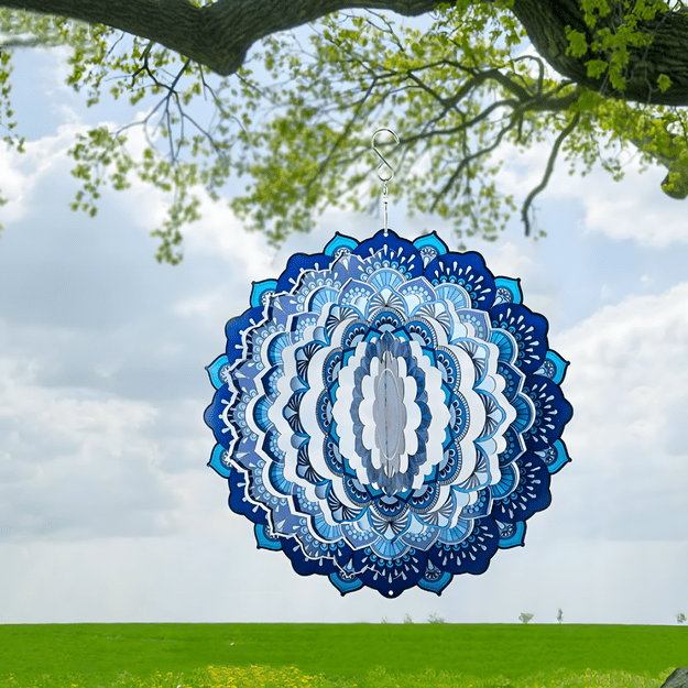 Wisząca Błystka Ozdoba Łapacz Wiatrowa 12” Mandala 3D do Ogrodu Pokoju  4