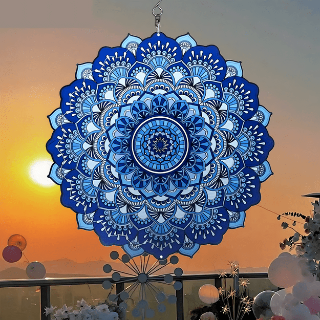 Wisząca Błystka Ozdoba Łapacz Wiatrowa 12” Mandala 3D do Ogrodu Pokoju  13