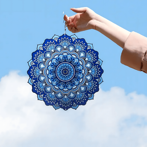 Wisząca Błystka Ozdoba Łapacz Wiatrowa 12” Mandala 3D do Ogrodu Pokoju  11