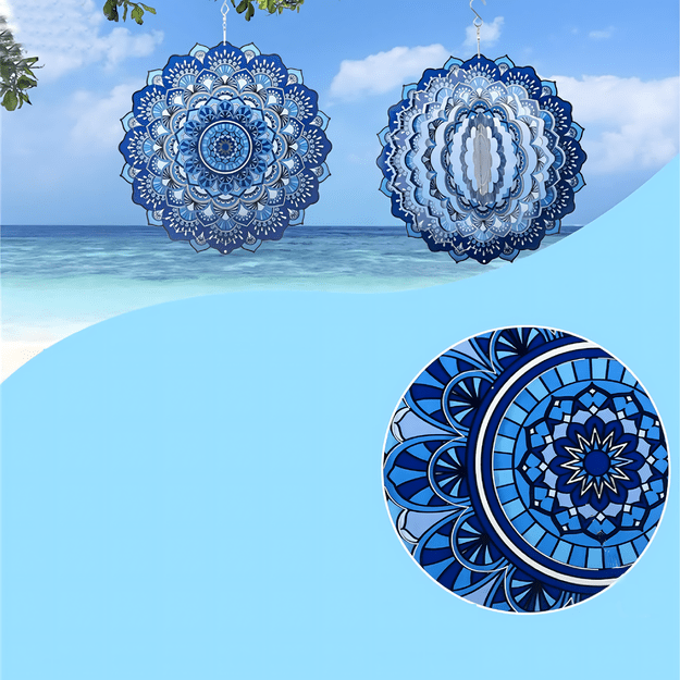 Wisząca Błystka Ozdoba Łapacz Wiatrowa 12” Mandala 3D do Ogrodu Pokoju  5