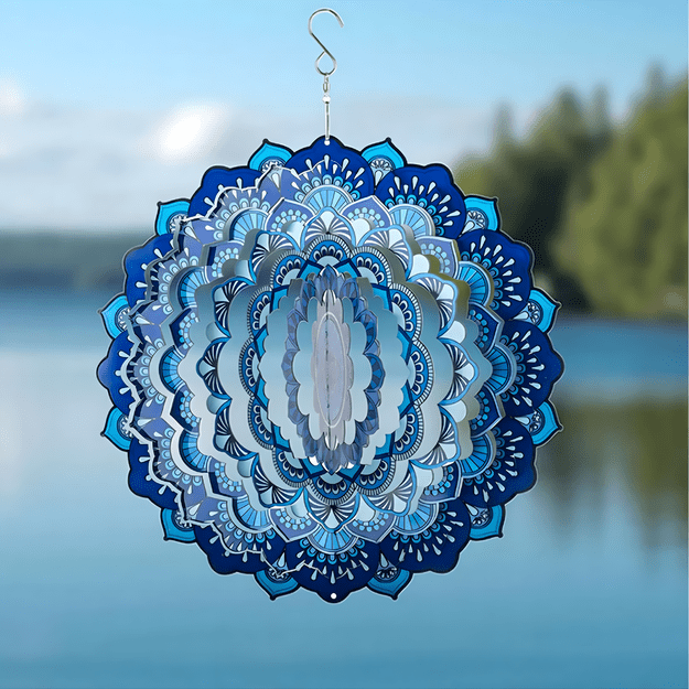 Wisząca Błystka Ozdoba Łapacz Wiatrowa 12” Mandala 3D do Ogrodu Pokoju  7
