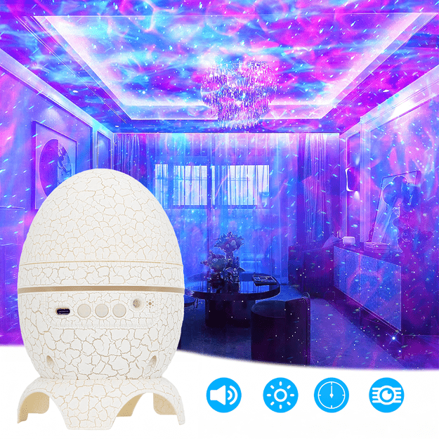 Projektor Gwiazd Jajo Dinozaura z Głośnikiem Galaktyki Lampka LED Nocna USB 13