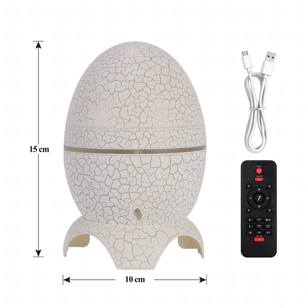 Projektor Gwiazd Jajo Dinozaura z Głośnikiem Galaktyki Lampka LED Nocna USB 6