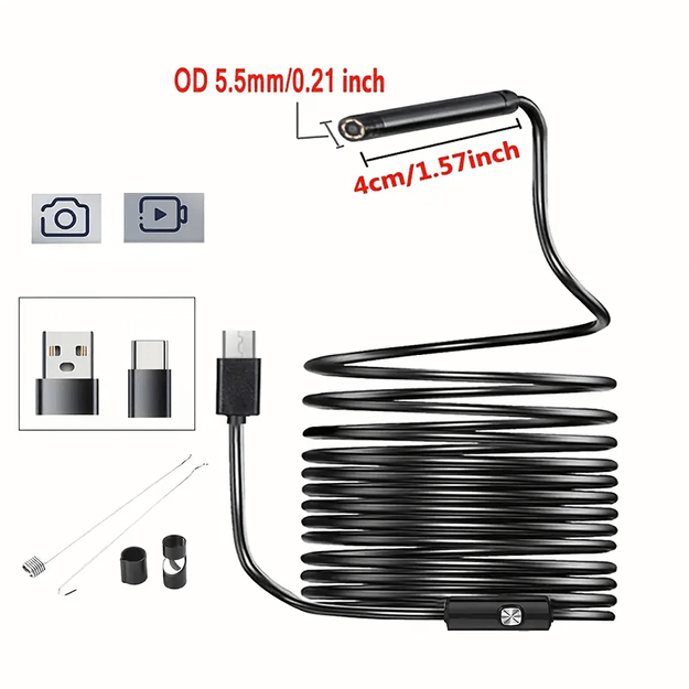Kamera Endoskopowa Endoskop Inspekcyjna Giętka Led Usb 2m 5,5mm Wodoodporna 21