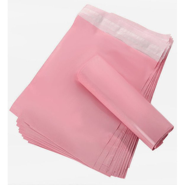 Rožiniai kurjerio polietileniniai maišeliai B4 260x350 50 vnt. stori