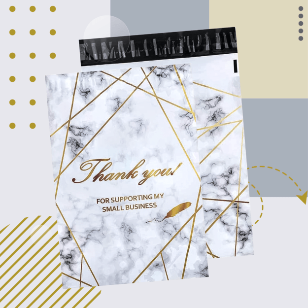FOLIOPAKI KURIERSKIE MOCNE 255x370 ZŁOTY MARMUR THANK YOU 50szt 2